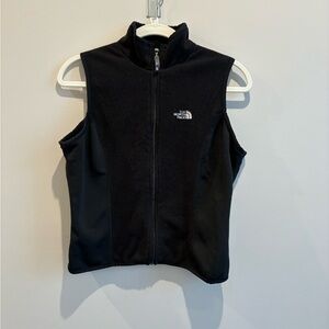 The North Face Black Fleece Vest with Logo Trim